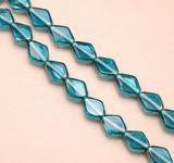 1 String 11X8mm Window Metallic Lining Flat Diamond Beads