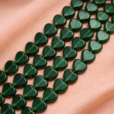 1 String 13X10mm Window Metallic Lining Heart Beads