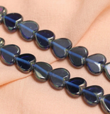 1 String 13X10mm Window Metallic Lining Heart Beads