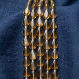 1 String Glass  Drop Beads Topaz 12x8 mm