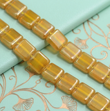 1 String 12mm Glass Window Metallic Square Beads