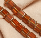 1 String 12mm Glass Window Metallic Square Beads