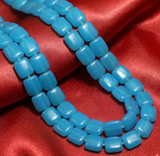 1 String 15mm Glass Square Beads Blue