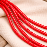 2 Strings Glass Tyre Beads Red 5x5mm