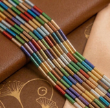 5 Strings Multi Color Tube Glass Beads 11x3mm