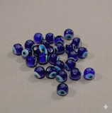 50 Pcs 6mm Evil Eye Glass Round Beads Blue