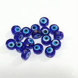 50 Pcs 8x4mm Glass Evil Eye Disc Beads Blue
