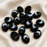 100 Pcs 14x10mm Glass Evil Eye without Hole Beads Black