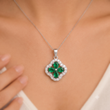 92.5 Sterling Silver Floral Charm Pendant