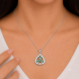 92.5 Sterling Silver Aqua Trinity Pendant