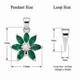 92.5 Sterling Silver Green Floral Bloom Pendant