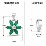 92.5 Sterling Silver Green Floral Bloom Pendant