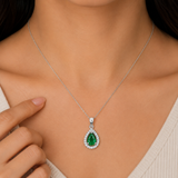 92.5 Sterling Silver Emerald Teardrop Pendant