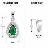 92.5 Sterling Silver Emerald Teardrop Pendant