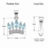 92.5 Sterling Silver Aqua Crown Pendant