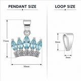 92.5 Sterling Silver Aqua Crown Pendant