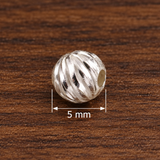 5 Pcs 4-5mm 92.5 Sterling Silver Round Beads