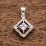 92.5 Sterling Silver Sparkle Square Pendant