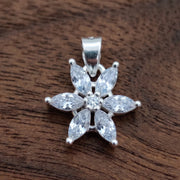 92.5 Sterling Silver Six Petal Flower Pendant