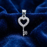 92.5 Sterling Silver Heart Key Pendant