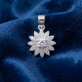 92.5 Sterling Silver Sparkling Sunflower Pendant