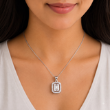 92.5 Sterling Silver Sparkling Rectangle Pendant
