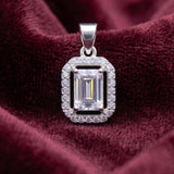 92.5 Sterling Silver Sparkling Rectangle Pendant