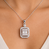 92.5 Sterling Silver Modern Square Pendant