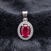 92.5 Sterling Silver Ruby Glow Oval Pendant