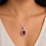 92.5 Sterling Silver Ruby Glow Oval Pendant