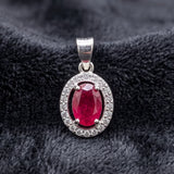 92.5 Sterling Silver Ruby Glow Oval Pendant