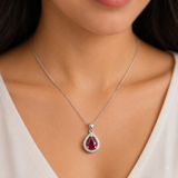 92.5 Sterling Silver Ruby Teardrop Pendant