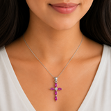 92.5 Sterling Silver Scarlet Cross Pendant