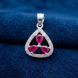 92.5 Sterling Silver Ruby Blossom Triangle Pendant