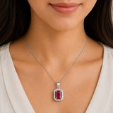 92.5 Sterling Silver Scarlet Rectangle Pendant