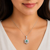 92.5 Sterling Silver Emerald Snowflake Pendant