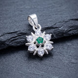 92.5 Sterling Silver Emerald Snowflake Pendant