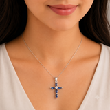 92.5 Sterling Silver Blue Cross Pendant