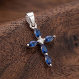 92.5 Sterling Silver Blue Cross Pendant