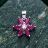 92.5 Sterling Silver Ruby Blossom Pendant