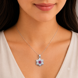 92.5 Sterling Silver Floral Ruby Pendant