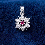 92.5 Sterling Silver Floral Ruby Pendant