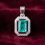 92.5 Sterling Silver Emerald Stone Pendant