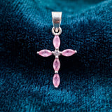 92.5 Sterling Silver Pink Cross Pendant