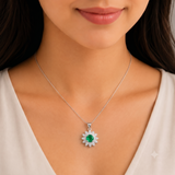 92.5 Sterling Silver Daisy Flower Pendant