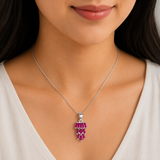 92.5 Sterling Silver Pink Cascade Pendant