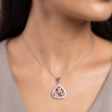 92.5 Sterling Silver Pink Petal  Pendant