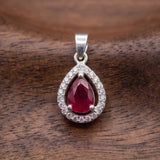 92.5 Sterling Silver Ruby Teardrop Pendant