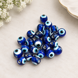50 Pcs 8x4mm Glass Evil Eye Disc Beads Blue