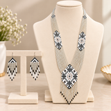 Handcrafted Monochrome Beaded Statement Necklace Set